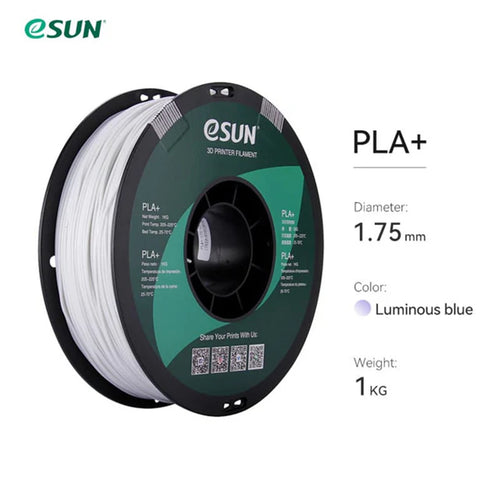 eSun PLA Luminous Glow in the Dark Filament - Luminous Blue