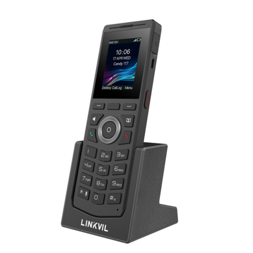 Fanvil LIN-W610H LINKVIL Cordless Multi-cell System Phone Designed to pair with the W710H. Built-in Bluetooth 5.0, supports up to 8 hours of talk time or 160 hours of standby, and has a 1900mAh rechargeable battery.