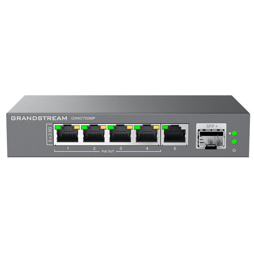 GWN7700MP - Grandstream GWN7700MP Unmanaged 2.5 MultiGigabit Switch with 5 x 2.5 GigE (4 x PoE), 1 x SFP+