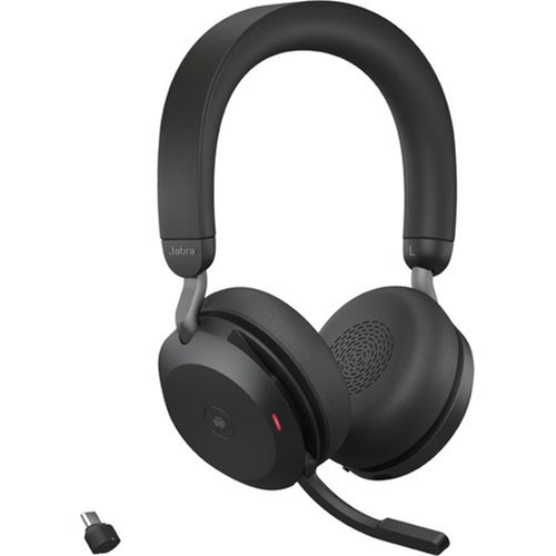 Jabra Evolve2 75 Bluetooth On-Ear Active Noise Cancelling Headset with Charging Stand - Teams Certified