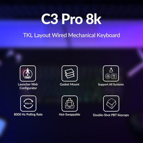 Keychron C3 Pro 80% 8K QMK Wired Mechanical Keyboard - Super BROWN Switch