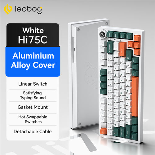 LEOBOG Hi75c Wired Mechanical Gaming Keyboard - White Orange Green