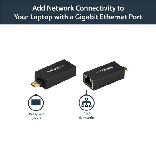 StarTech.com US1GC30DB USB-C to Gigabit Ethernet Adapter - 1Gbps NIC USB 3.0/USB 3.1 Type C Network Adapter - 1GbE USB-C to RJ45/LAN Port Thunderbolt 3 Compatible Windows MacBook Pro Chromebook