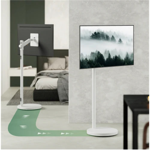 Bracom TT57-22TW Fully-Adjustable Mobile Mechanical Spring Display Floor Stand (Max. VESA:200x200) White 17"-43"