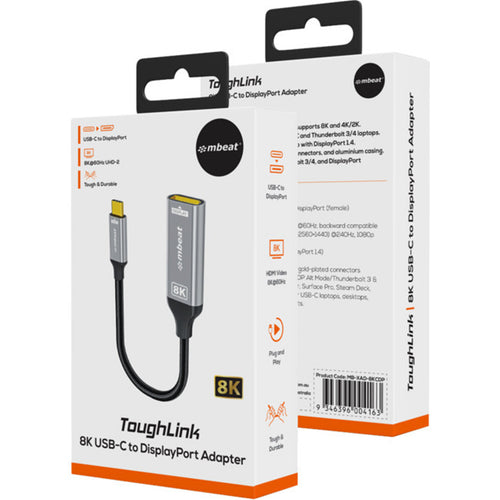 mbeat Tough Link 8K USB-C to DP Adapter - Space Grey