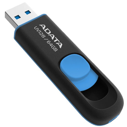ADATA UV128 USB Flash Drive - 64GB - Black / Blue