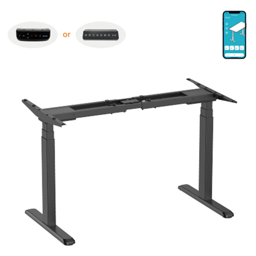Brateck M06-23DE-AI.BLK Smart Dual-Motor Sit-Stand Desk with Intelligent APP Control - Black - Programmable Height Range, Collision Avoidance System, Sit/Stand Time Reminder, Dims 1000-1700x600x620-1280mm