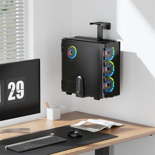 mbeat activiva Matte Black Ultra Wide Adjustable Under-Desk & Wall PC / Gaming PC Mount - Holds up to 29cm in Width