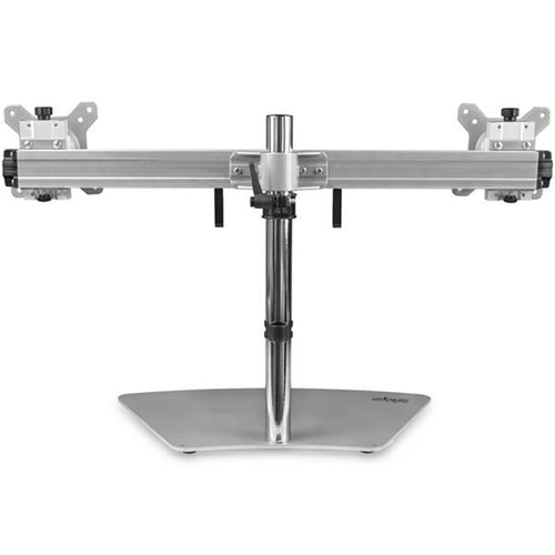StarTech.com ARMDUOSS Dual Monitor Ständer – Ergonomischer freistehender Dual-Monitor-Schreibtischständer für zwei 24" VESA-Montage-Displays – Synchron höhenverstellbar – Doppelmonitor-Stangenhalterung – Silber