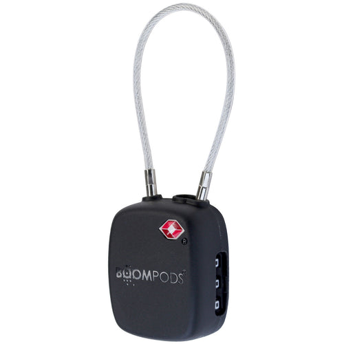 Boompods TTSABK Tracker Lock – Schwarz. Einfache Verfolgung Ihrer Tasche mit der Apple Find My App. Wasserdicht (IPX5) und TSA-zugelassen,