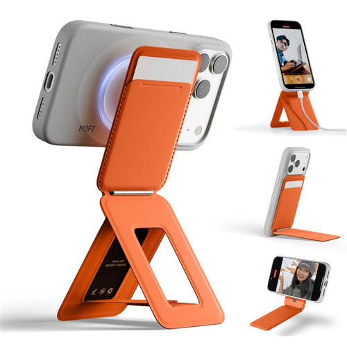 MOFT Snap iPhone Tripod Stand & Wallet - Terracotta - MagSafe Compatible - 3-in-1 Slim Magnetic Wallet with Foldable Phone Tripod Stand, MOVAS Vegan Leather, Hands-Free Shooting & Viewing