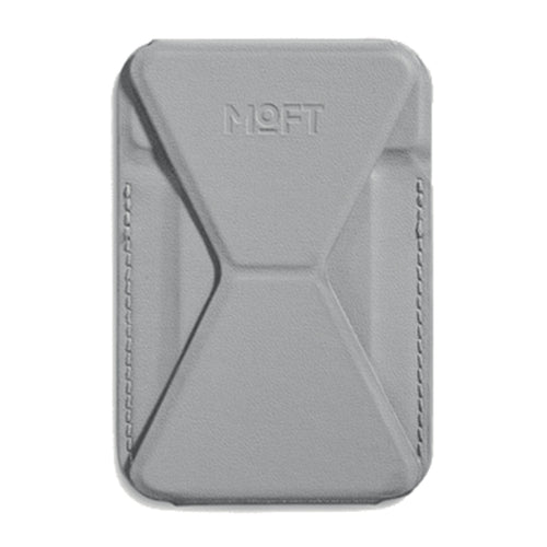 MOFT Snap-On iPhone Stand & Wallet - Cement - Slim Magnetic / MagSafe Compatible Card Holder with Adjustable Multi-Angle Phone Stand, MOVAS Vegan Leather, Foldable Design