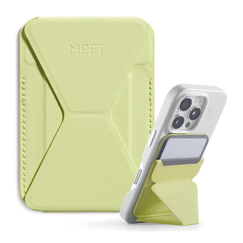 MOFT Snap-On iPhone Stand & Wallet - Soft Avocado - Slim Magnetic / MagSafe Compatible Card Holder with Adjustable Multi-Angle Phone Stand, MOVAS Vegan Leather, Foldable Design