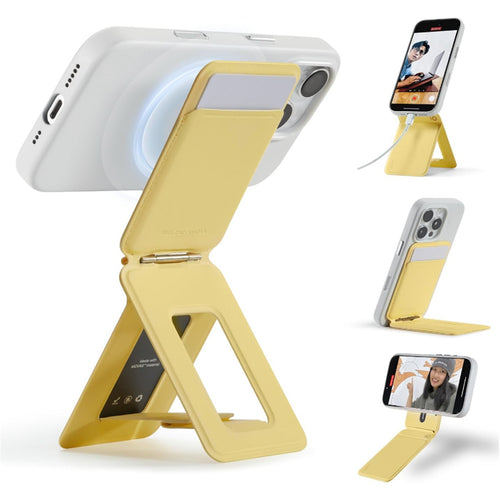 MOFT Snap iPhone Tripod Stand & Wallet - Wonder Yellow - MagSafe Compatible - 3-in-1 Slim Magnetic Wallet with Foldable Phone Tripod Stand, MOVAS Vegan Leather, Hands-Free Shooting & Viewing