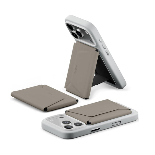 MOFT Field Phone Wallet - Taupe - Slim Magnetic/MagSafe Compatible Phone Wallet, Foldable High-Capacity Design, MOVAS Vegan Leather, RFID Protection