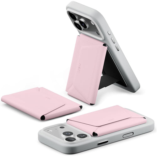 MOFT Field Phone Wallet - Light Pink - Slim Magnetic/MagSafe Compatible Phone Wallet, Foldable High-Capacity Design, MOVAS Vegan Leather, RFID Protection