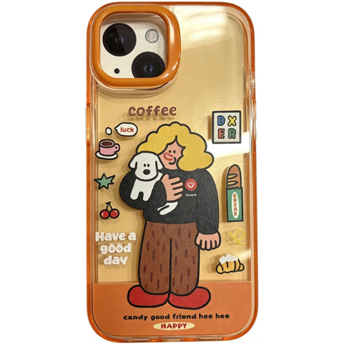 OxygenDog iPhone 15 Vibrant Girl & Puppy Graphic Case - Orange