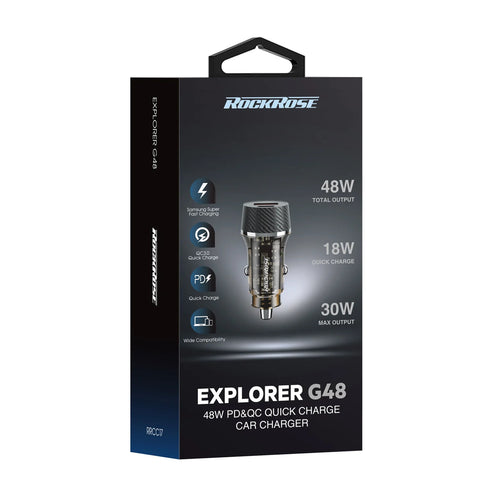RockRose Explorer G48 48W Max Output & QC3.0 Fast Car Charger