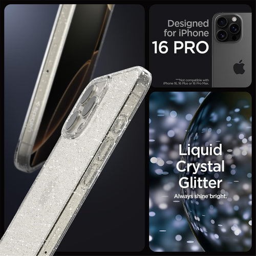 Spigen iPhone 16 Pro (6.3") Liquid Crystal Glitter Case - Crystal Quartz