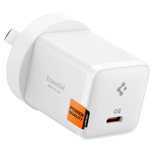 Spigen Essential 30W USB-C PD GaN Fast Charging Wall Charger - (3 Pack) - White - Up to 30W PD Fast Charging - Compact Design - Support Apple iPhone, iPad, Samsung Smart Phone PD Fast Charging