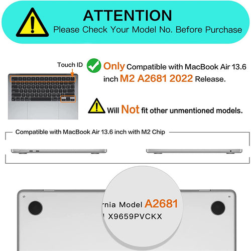 Matte Rubberized Hard Shell Case Cover for 13.6" MacBook Air (2022-2024) - Matte White