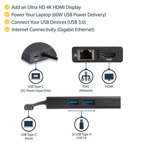 StarTech.com USB-C Multiport-Adapter – USB-C-Reisedockingstation mit 4K HDMI