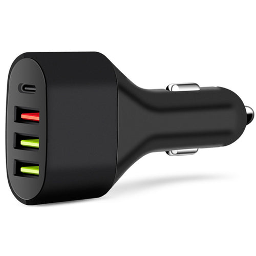 KFD Universal 4-Ports Car Charger Input 12-24V Total 51W - 18W QC3.0 USB-C - 18W QC3.0 USB - USB x2 5V 3A