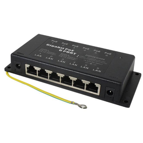 GPOE-6AB - PoE World 6 Port Gigabit Midspan Mode A+B PoE Injector