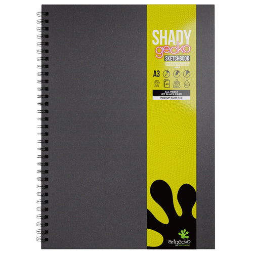 Artgecko GEC402 Shady Sketchbook A3 80 Pages 40 Sheets 200gsm Black Toned Card