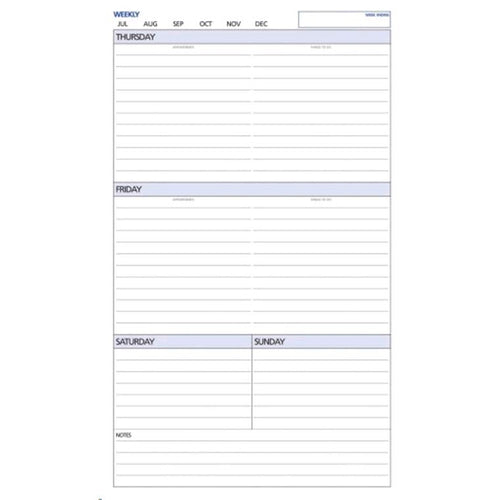Debden Desk Dayplanner Refill Undated Week to View