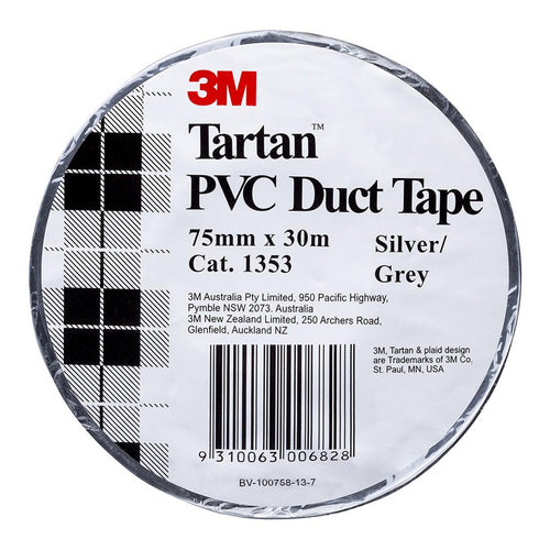 3M AT010575267 Tartan Duct Tape 1353 Silver Grey 75mm x 30m