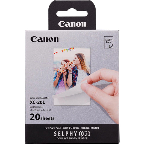 Canon SELPHY XC-20L Card Size Photo Paper (54 x 85mm) - 20 Sheets for Canon Photo Printer QX20