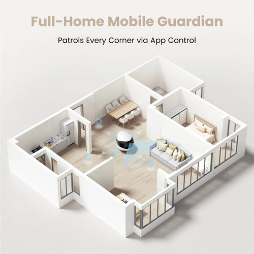 Enabot Air 2 Companion Robot (White) designed for pets, families A 2K mobile pet/home security cam with Two-Way Audio with AI Noise Cancellation, IR-CUT Night Vision