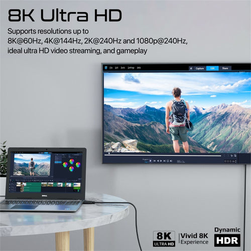 Promate DPLINK-120 8K 60Hz - 32,4 Gbit/s DisplayPort-Kabel - 1,2 m - Schwarz