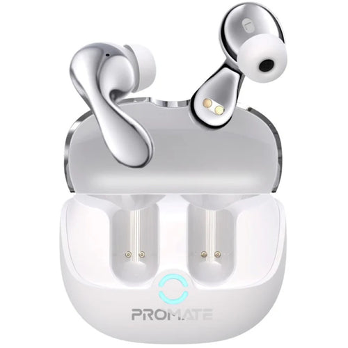 Promate BATON-WHT - In-Ear HD Bluetooth Earbud Hybrid ANC TWS w/ Intellitouch 500mAh Recharging Battery