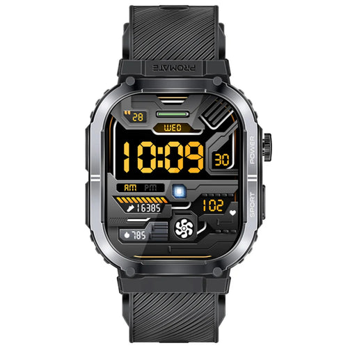 Promate XWATCH-SL-BLK - IP68 Smartwatch w/ 2.01'' Display & Bluetooth Calling. Fitness Tracker Pedometer