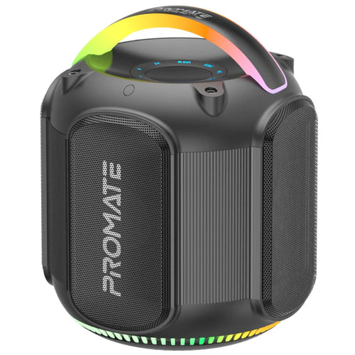 Promate STRIKE-80 - 80W Portable BT Speaker w/ Dynamic RBG Lights. Up to 6 Hours Playback AUX