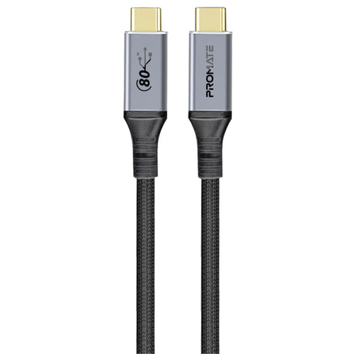 Promate POWERBOLT-80G - 1.2M High-Speed 80Gbps USB4 Cable with 240W PD, 8K@60Hz, Supports Thunderbolt 5