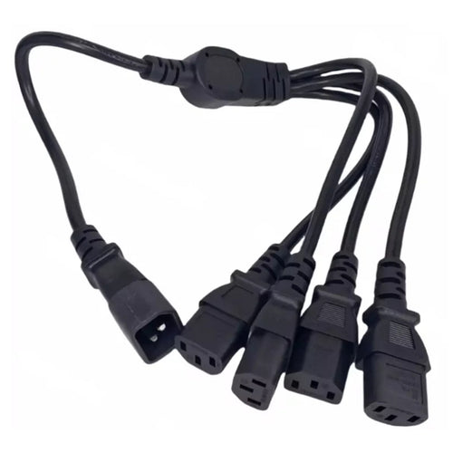 RackPower CM1CCCCC050 - 10A C14 IEC plug to 4x 10A C13 IEC sockets on 0.5m 1mm2 Black lead