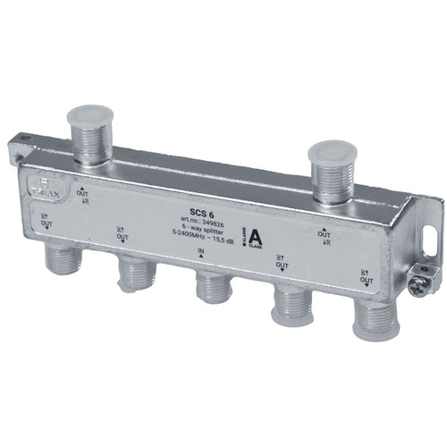 TRIAX 349826 - RF 6-fach Splitter 5-2400MHz. Alle Ausgänge DC-durchgeschaltet - diodenentkoppelt