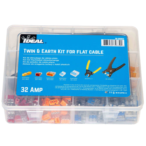 IDEAL INDUSTRIES IDL30-5002EU - Twin & Earth 32A Kit for Flat Cable 100pc Box