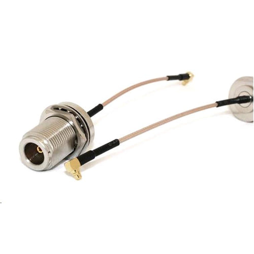 RF Elements N-Type Female Bulkhead to MMCX Male Right Angle 100mm Coax Pigtail