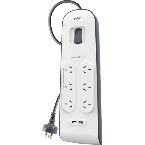 Belkin 6er Überspannungsschutz-Steckdosenleiste mit 2x USB-A 2.4A Ladeanschlüssen