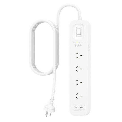Belkin 4 Outlet Surge Protector with Dual USB-C 30W PPS Charging Pro - ( White )