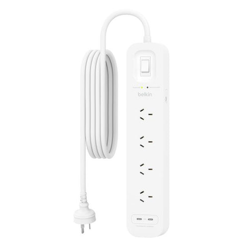 Belkin 4 Outlet Surge Protector with Dual USB-C 30W PPS Charging Pro - ( White )
