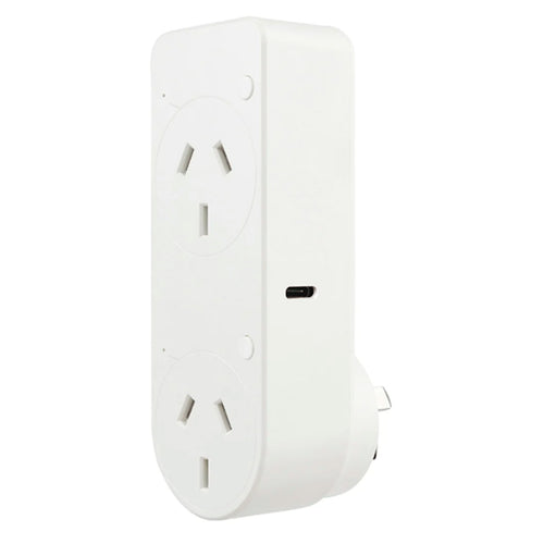 Brilliant Smart WiFi Double Wall Plug with USB-C & USB-A Port