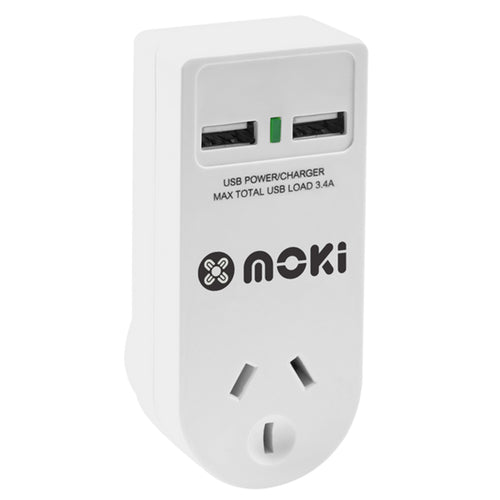 Moki ACC-PAUSB2 1 Socket Adaptor - 2x USB-A