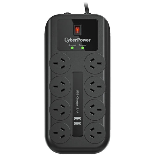 CyberPower Systems CPSURGE08ANZ-USB - 8-port Surge Protector with 2 x USB Charging Ports Hardware