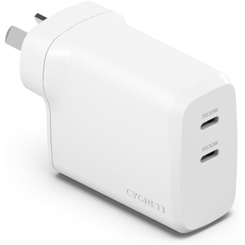 Cygnett PowerPlus 60W USB-C Dual Port Wall Charger - White