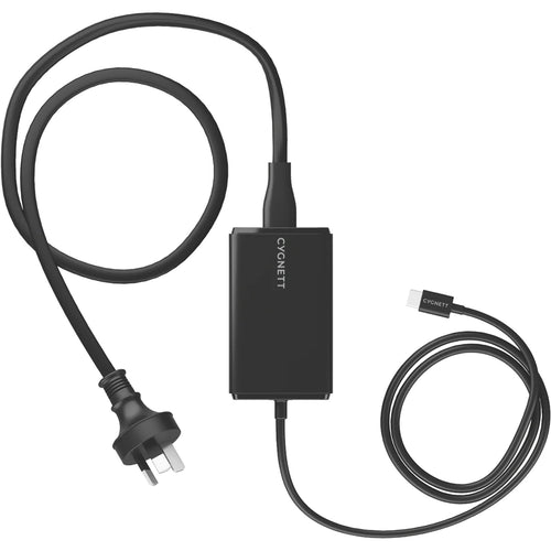 Cygnett PowerMaxx 65W GaN USB-C Laptop Charger , Phone and Tablet - Black